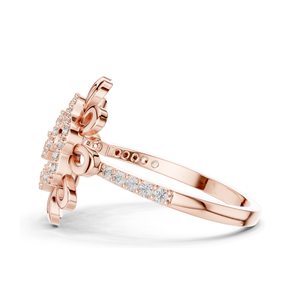 แหวนเพชรทรงดอกไม้สำหรับผู้หญิง เพชรเพาะเลี้ยง 0.26 กะรัต ทอง 18KT, 14KT, 10KT และเงิน 925 สีโรสโกลด์, สีเหลือง, สีขาว - Product Image 3