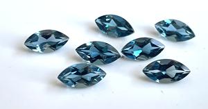 Topaze Bleue Naturelle de Londres Coupe Marquise 5x10mm Faceted - Loose London Blue Topaz Marquise Cut Gemstone Top Quality - Product Image 5