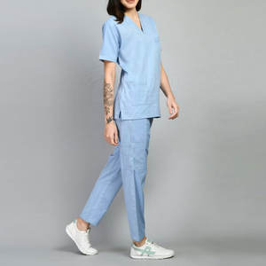 Calidad superior personalizada Hospital de mujeres Enfermería Scrubs Shot Sleeve Uniformes médicos Top Pantalones Traje de diseño - Product Image 5