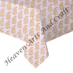 60 pouces doux coton main bloc impression carré nappe florale pour la maison salle à manger cuisine événement en plein air fête de mariage Banquet couverture - Product Image 5