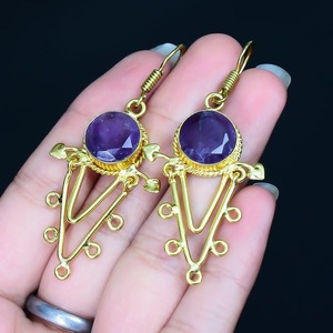 Best Quality 925 Solid Sterling <b>Silver</b> Handmade Drop <b>Earrings</b> Girls' <b>Wedding</b> Gifts-Trendy Amethyst Spinner Dangle for Women - Product Image 3