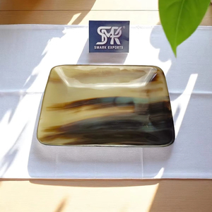 Plateau de service rectangulaire en corne de buffle polie, fait main, écologique, plateau à collation naturel, vaisselle décorative pour la maison - Product Image 1
