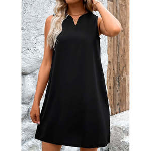 Vestido Mini de Crepé Brillante con Tirantes y Escote en V de Jane's para Mujer, con Detalles de Corte Amplio, para Uso Casual de Día y de Noche - Product Image 3