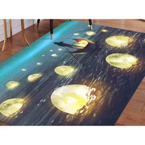 Alfombra con Diseño de Luna Brillante: Decoración Abstracta Moderna, Alfombra Impresa, Alfombra de Chenilla - Product Image 3