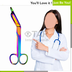 Ciseaux à pansements Lister 4,5 pouces, ciseaux en acier inoxydable de qualité supérieure, lames multicolores finition titane arc-en-ciel, instruments médicaux - Product Image 4