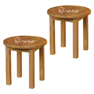 Mesa de centro de madera de teca minimalista clásica natural con listones redondos de 50 cm para muebles de interior y exterior para el hogar - Product Image 6