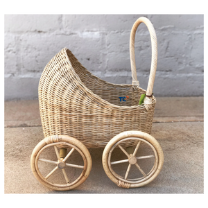 Carrito de mimbre natural para decoración del hogar, carrito ligero para niños, cochecito de muñecas de Vietnam, accesorios para niños - Product Image 5