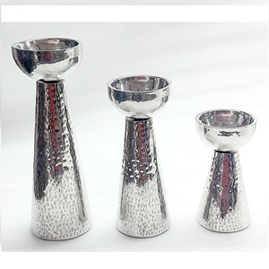 Modern Unique Design Handmade Silver Movable Pillar Holder Set Shiny Polish Custom Sizes Home Party Wedding <b>Table</b> Decoration - Product Image 2