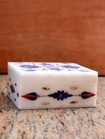 Boîte à bijoux en marbre multicolore de haute qualité inde emballage personnalisé nacre travail motif carré Carton de qualité d'exportation