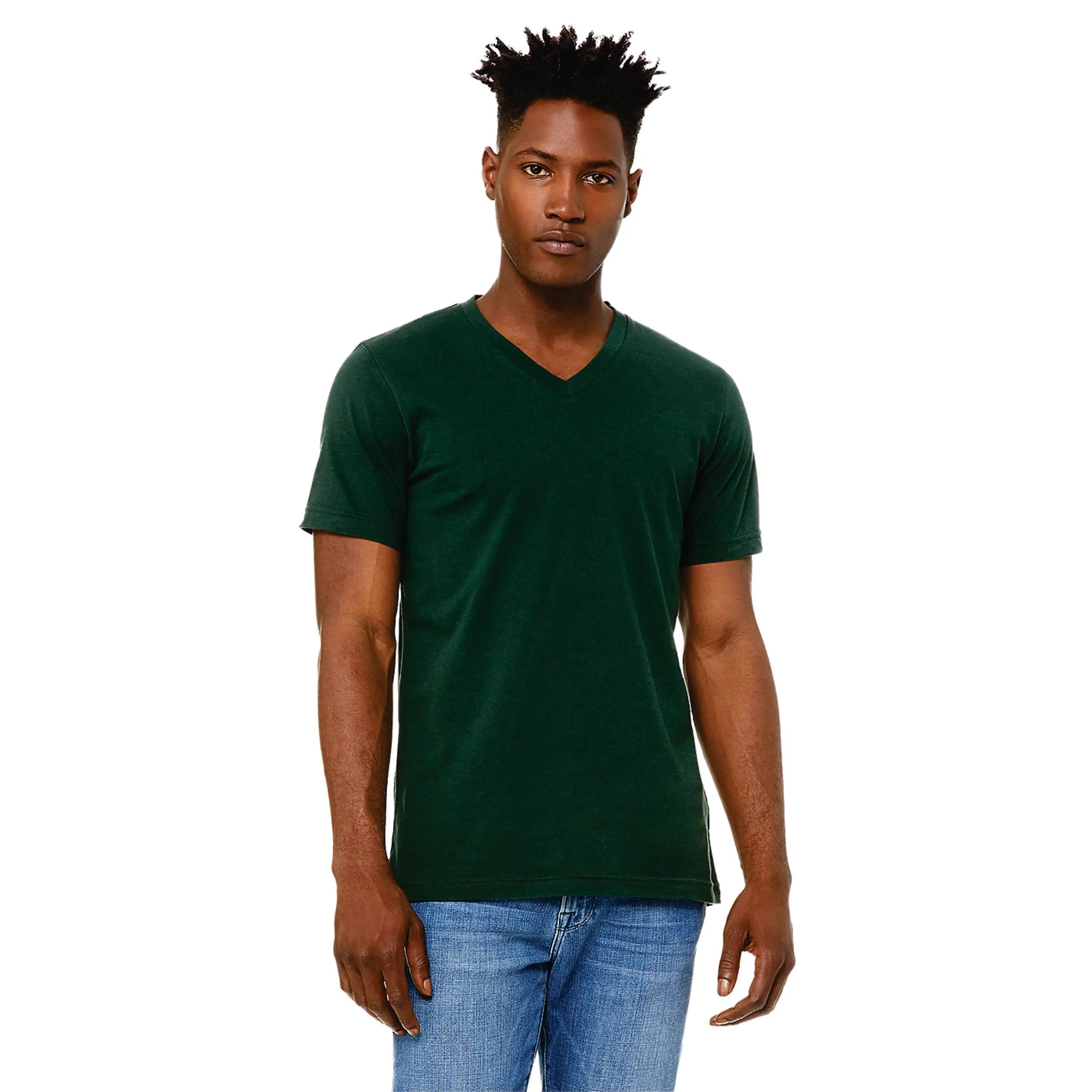 Airlume-Camiseta de algodón peinado y anillo para hombre y mujer, camiseta de manga corta con cuello en V, 100% oz, 4,2