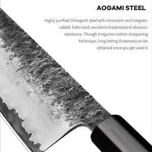 210mm Japanese Gyuto <b>Knife</b> 3 Layers Composite Steel Chef <b>Knife</b> With Aogami Super Carbon Steel and Luxurious <b>Handle</b> - Product Image 5