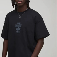 T-shirt unisexe à col rond et manches courtes en coton tricoté 220G, 100 % coton, avec logo imprimé en relief sur le devant, coupe ample, infroissable et respirant