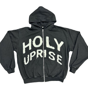 เสื้อฮู้ดปักลายสำหรับผู้ชายมีฮู้ดผ้าคอตตอนผสมสีพื้นแบบวินเทจ - Product Image 1