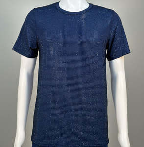 Wholesale <b>Glitter</b> Rhinestone Tee Shirts Men High Quality Rhinestone TShirts Mens Casual 100% Cotton O Neck TShirt Men's - Product Image 5