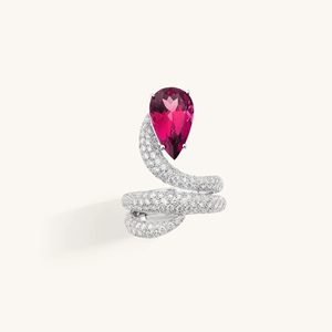Luxury Women's 18K <b>Gold</b> Garnet <b>Cocktail</b> <b>Ring</b> Pear Cut Pave Setting Engagement Style - Product Image 1