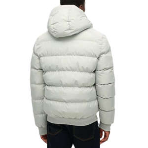 Wholesale 2025 <b>Men's</b> Lightweight Quilted <b>Black</b> Puffer <b>Jacket</b> With Hood Stand Collar and Zipper Closure for Winter - Product Image 4