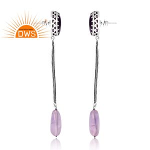 Nouveau modèle Design 925 argent naturel rose améthyste et améthyste pierre précieuse boucle d'oreille conception personnalisée fabricant de bijoux - Product Image 4