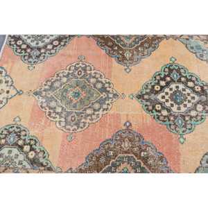 Tapis vintage, tapis turc décoratif 3,6x5,5 pieds, tapis oriental en laine orange - Product Image 5