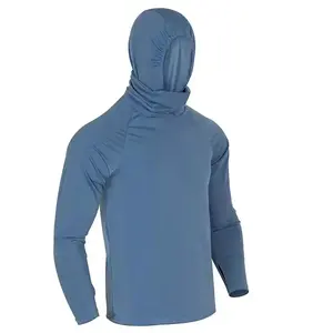 Diseño de logotipo personalizado Rendimiento Ropa deportiva de manga larga Ropa de pesca Camisas con capucha Poliéster Spandex Ropa de pesca de color sólido - Product Image 4