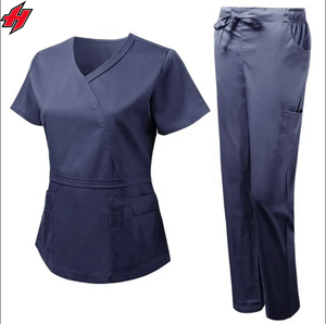 Vente en gros 100% coton denim personnalisé à la mode extensible uniformes médicaux ensembles d'uniformes d'hôpital pour les infirmières et les médecins - Product Image 2