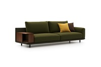 Sofá Moderno de Lujo Fiore con Mesa Auxiliar de Madera Integrada - Sofá Modular de Tela con Base de Metal y Asientos de Espuma de Alta Densidad