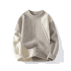 Chandails pour hommes en jacquard avec LOGO personnalisé OEM pulls en tricot à effet vieilli pull-over col rond en tricot pull pour hommes en tricot pour l'hiver - Product Image 3