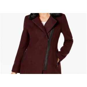 Cappotto Asimmetrico Maralyn Me per Ragazze, Rosso Taglia XS, Collo in Pelliccia Sintetica, Stampa in Lana, Trench Lungo/Corto Imbottito in Cotone con Dettagli in Pelliccia di Coniglio e Volpe - Product Image 3