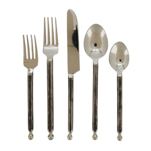 Ensemble de couverts de style européen en métal acier inoxydable argent poli avec poignée en relief finition nickelée - Product Image 3