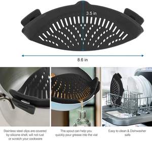 Katlanabilir kevgir silikon makarna süzgeç mutfak alet silikon klip on süzgeç makarna et sebze meyve tencere Pan için - Product Image 3