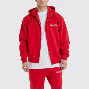 Ensemble pull-over à capuche et pantalon de survêtement pour hommes personnalisés pour l'hiver sérigraphie évasée survêtements rouges grande taille - Product Image 3