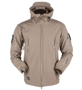 OEM Men's Outdoor Tactical Eco-Friendly Breathable Canvas Waterproof Hooded Winter Jacket Hiking <b>Camping</b> Fleece <b>Windbreaker</b> - Product Image 2