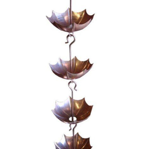 Chaîne de pluie en métal finition cuivre au design attrayant, fournitures de jardin, gouttière, descente d'eau, chaînes de pluie suspendues - Product Image 1