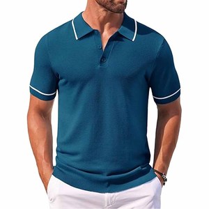 Haute qualité hommes Polo T-Shirt à manches longues 100% Polyester tissu texturé col tricoté Logo personnalisé téléchargé par robe de sport - Product Image 1