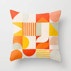 Housse de coussin à motif géométrique vintage imprimé Style bohème Rayures et taie d'oreiller personnalisée imprimée numériquement Factory Direct - Product Image 1