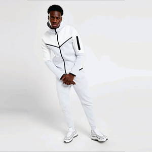 Chándal de lana técnica para hombre de diseño OEM 65% algodón 35% poliéster cremallera Sudadera con capucha pantalones de chándal para chándal de invierno - Product Image 1