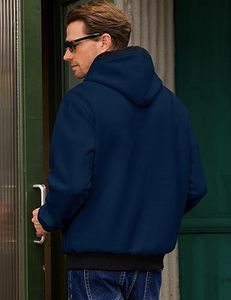 Custom Logo OEM ODM <b>Navy</b> Blue Hoodie For <b>Men</b> Winter Warm Casual Sweatshirt Hoodies - Product Image 4