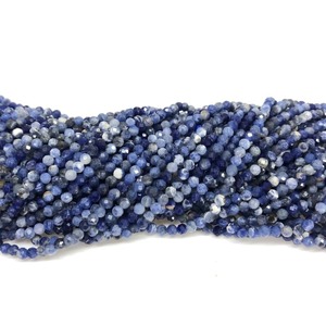 Cuentas de Piedra Sodalita Azul Natural Facetadas Redondas de 3mm 4mm para Fabricación de Joyas, 15'' de Longitud, Gemas Mehrajudin Modelo MG-NU467 - Product Image 4