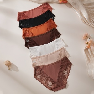 Braguitas de encaje de cintura media para mujer, primavera-verano, de alta densidad de hilo, transpirables, cómodas y con entrepierna antibacteriana, al por mayor. - Product Image 2