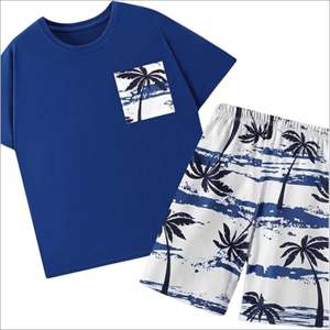 Ensemble deux-pièces d'été 100% coton personnalisé unisexe t-shirt respirant short pour hommes t-shirt unisexe de marque short pour hommes - Product Image 1