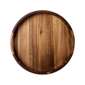 Plateau rond en bois pour servir les aliments Plateaux de service en bois Plateaux en bois pour servir les aliments Assiettes à dessert - Product Image 1