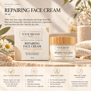Crema Viso Riparatrice a Marchio Privato 50ml |   Idratazione Intensiva per Pelle Secca |   Produttore OEM Spagna - Product Image 3