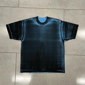 Nueva tendencia Boxy Drop Shoulder camiseta para hombres 100% algodón logotipo personalizado e impresión completa Tops cortos de gran tamaño Boxy Style - Product Image 4