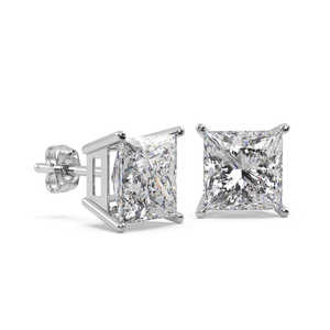 Pendientes de Diamantes de Corte Princesa de 4.00ct en Oro Blanco de 18kt (H-I SI2-SI3) - Product Image 2