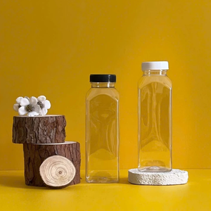 Botella de bebida de plástico transparente PET de forma cuadrada de 330ml con tapón de rosca para jugo y agua Eco-Friendly Fabricado en Vietnam - Product Image 1