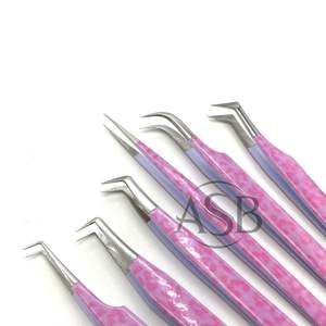 Pince à cils rose à imprimé léopard, 90 et 45 degrés, pince à isolation incurvée à 65 degrés, impression de logo personnalisée, service OEM - Product Image 4