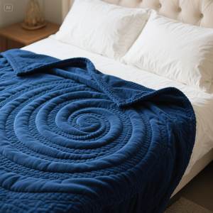 ผ้าห่มผ้าฟลีซนุ่มหรูหราเกลียวสีน้ำเงินเข้มดีไซน์ลายนูนมีสองขนาด - Product Image 6