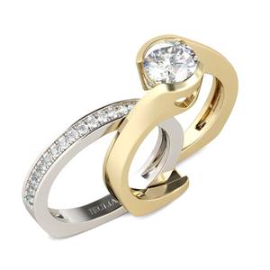 Jeulia Asymmetric Round Cut Sterling <b>Silver</b> Fashion <b>Ring</b> <b>Set</b> - Product Image 1