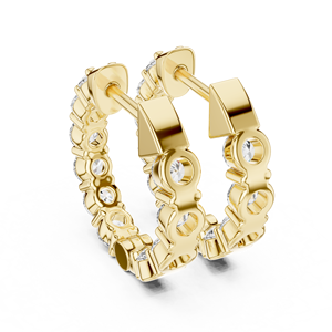 18K Yellow Gold Lab Grown Diamond Inside Out Huggie <b>Hoop</b> <b>Earrings</b> Graduated Round Diamond Anniversary <b>Earring</b> OEM ODM Factory - Product Image 5