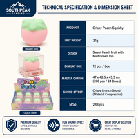 Jouets Squishy Pêche Croustillante Southpeak – Jouets Sensoriels Anti-Stress à Presser – Vente en Gros, Fabrication OEM