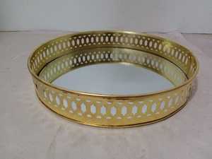 กระจกเก็บของหรูหราทันสมัยกระจกโลหะพร้อมถาดเสิร์ฟวัสดุอลูมิเนียมหัตถกรรม - Product Image 3